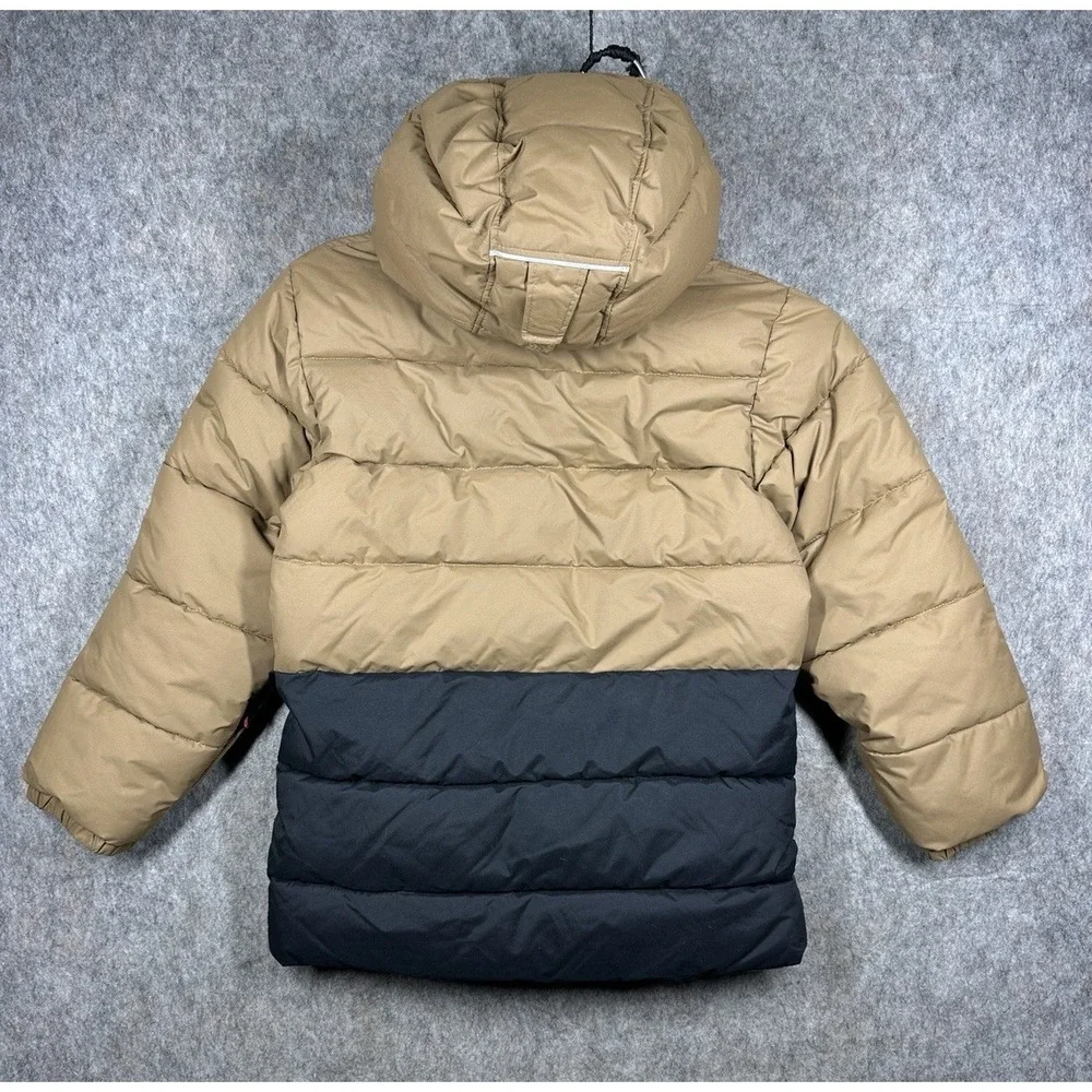 Columbia Boys Arctic Blast Jacket Youth Small 8 Tan Black Hooded Puffer Ski